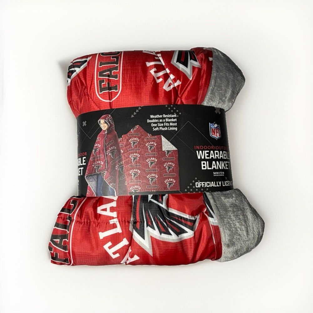 NWT Atlanta Falcons Wearable Blanket 54x72 Hooded NFL Indoor Outdoor